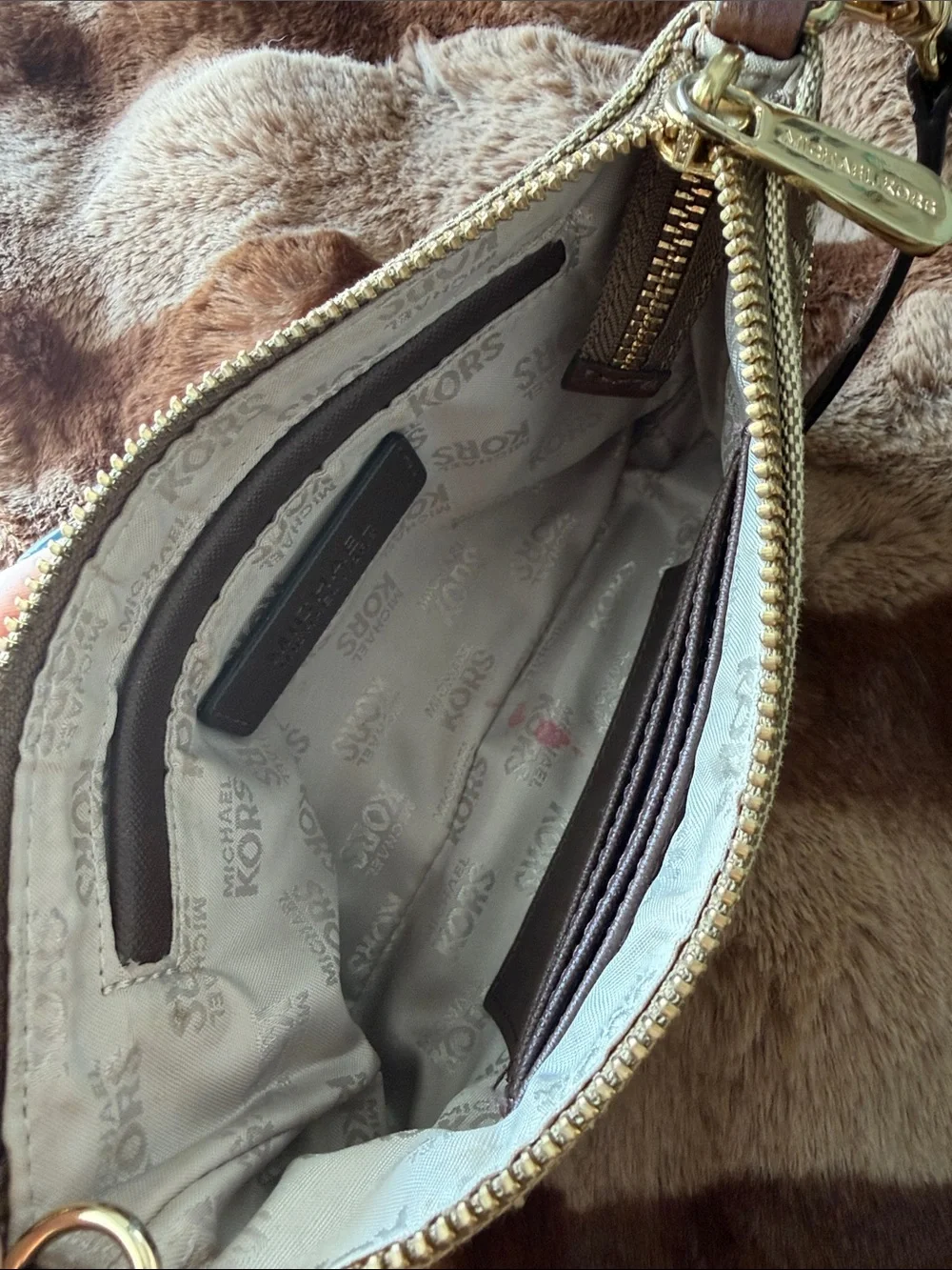 Michael Kors Taupe/Brown MK Signature Wristlet